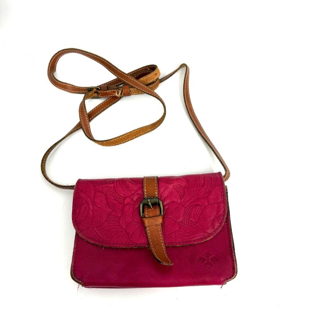 Patricia Nash Crossbody Purse Clutch Floral Pink Tooled Italian Leather Western